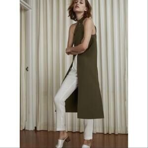 C/MEO Collective Distant Land Olive Green High Neck Zip Front Duster Top Size XS
